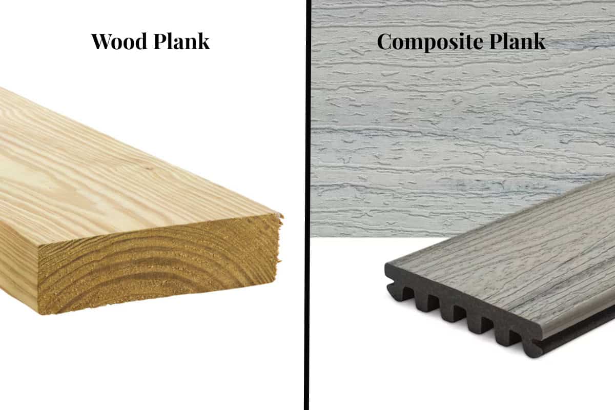 fire-pit-on-decking-principles Image of a wood plank and a composite plank.