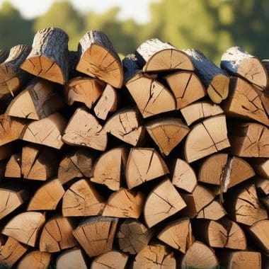 Image of stacked firewood for a blog post on how to stack firewood.