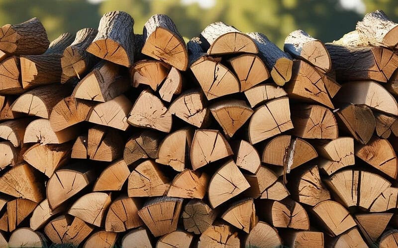 Image of stacked firewood for a blog post on how to stack firewood.