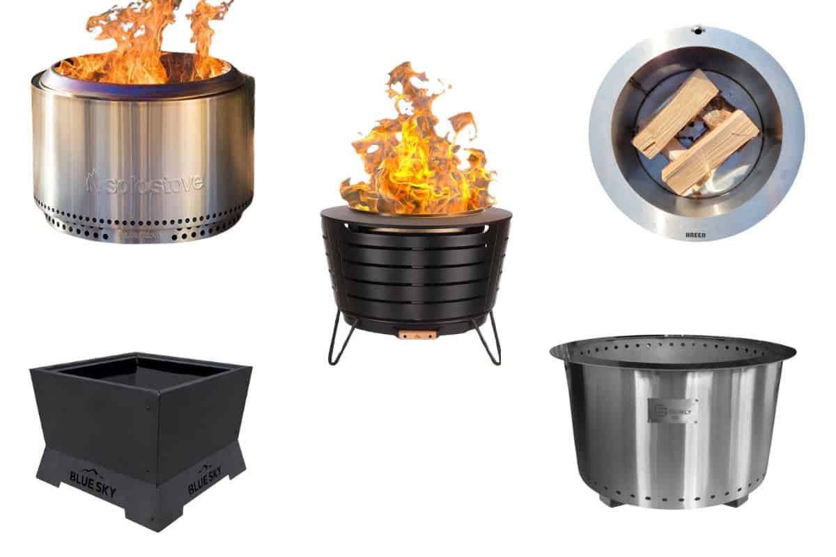 Image of a sampling of smokeless fire pits for a blog post discussing how to reduce fire pit smoke.
