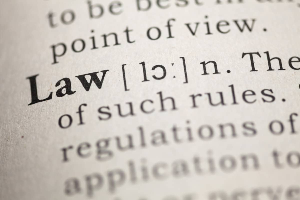 Image of the definition of "Law" in a dictionary.