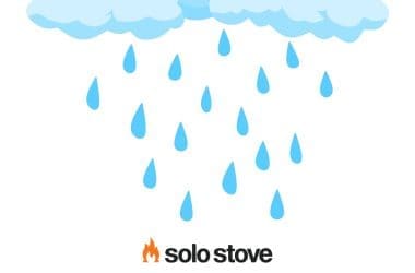 Image of rain falling on a Solo Stove logo for an article about what to you when your Solo Stove got rained on.