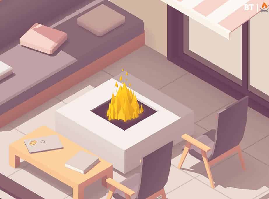 Vector image of a gas fire pit on a patio