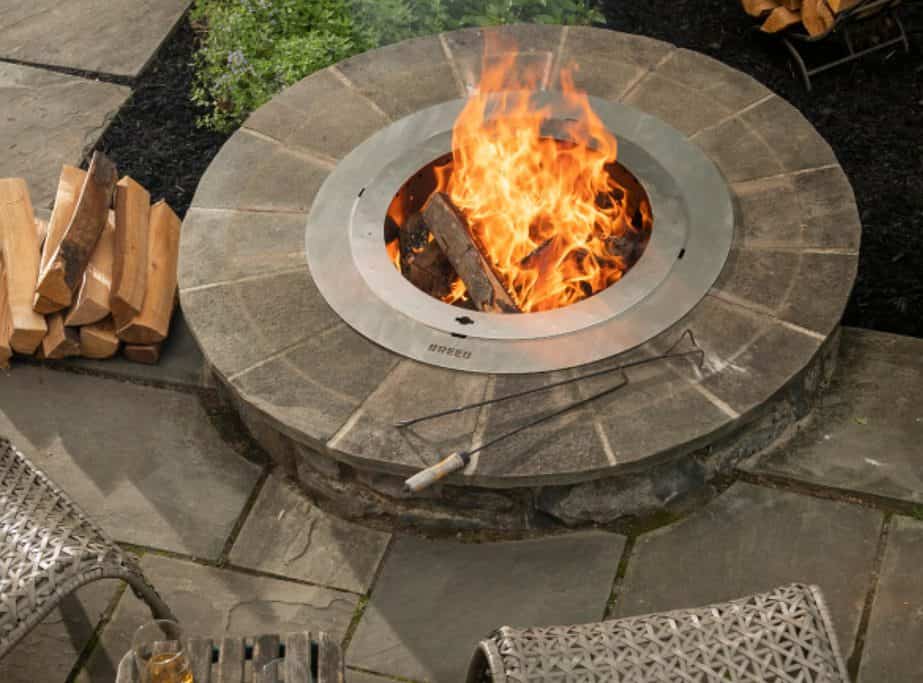 Image of a fire burning in a Breeo smokeless fire pit insert