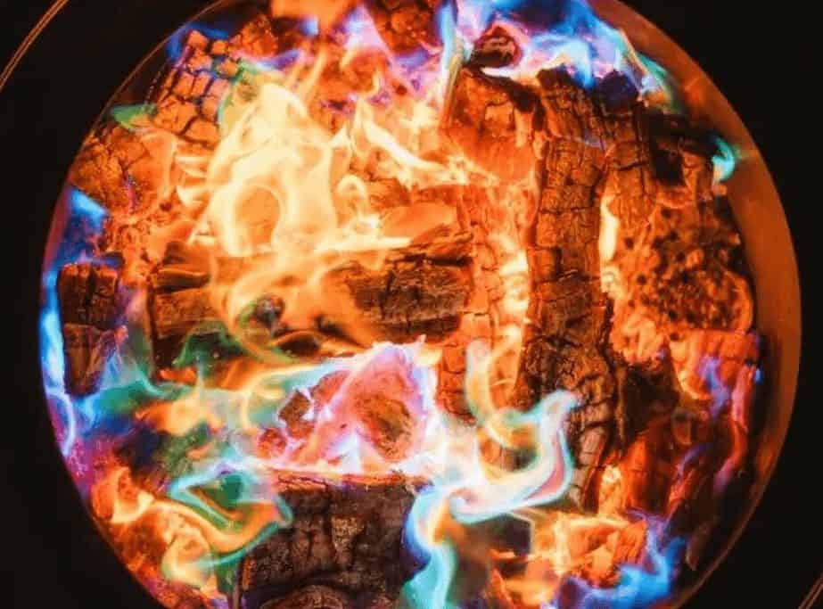 Image of a burning fire pit from above with fire color added