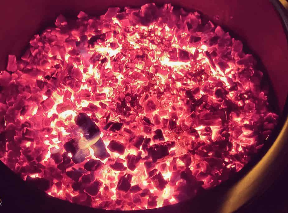 Image of a red-hot smokeless fire pit coal bed