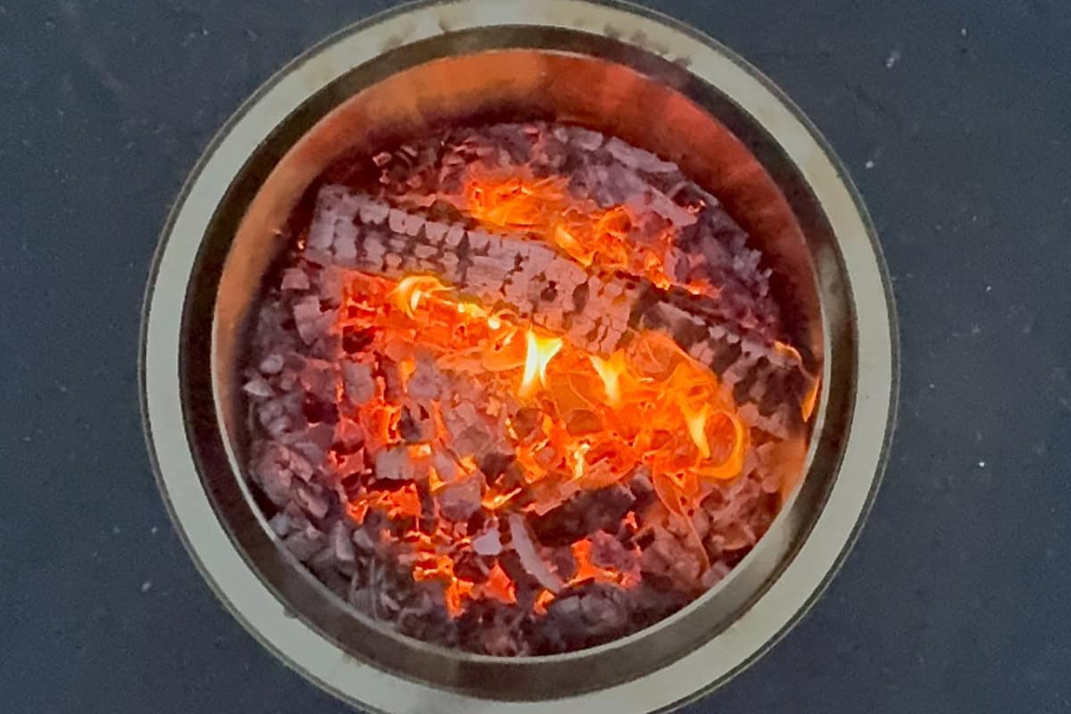 Image of a red-hot Solo Stove coalbed.