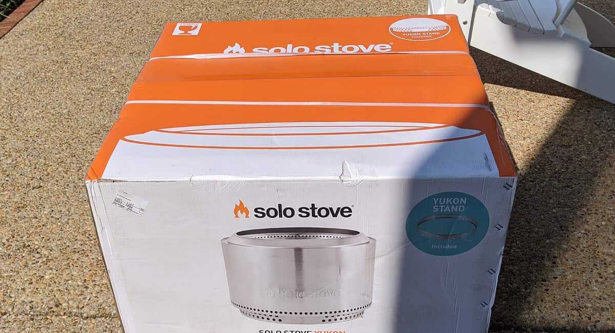 Image of a boxed Solo Stove Yukon for a blog post covering Solo Stove shipping questions.