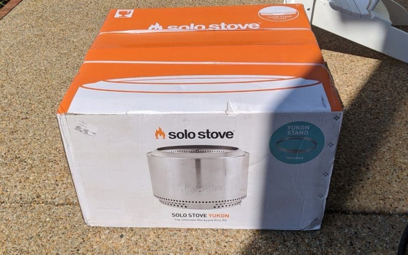 Image of a boxed Solo Stove Yukon for a blog post covering Solo Stove shipping questions.