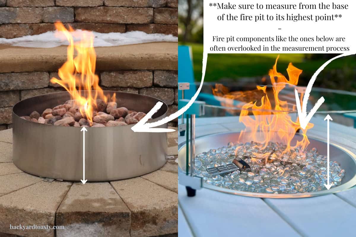 Image of two fire pits to showing protrusions that have to be factored in.
