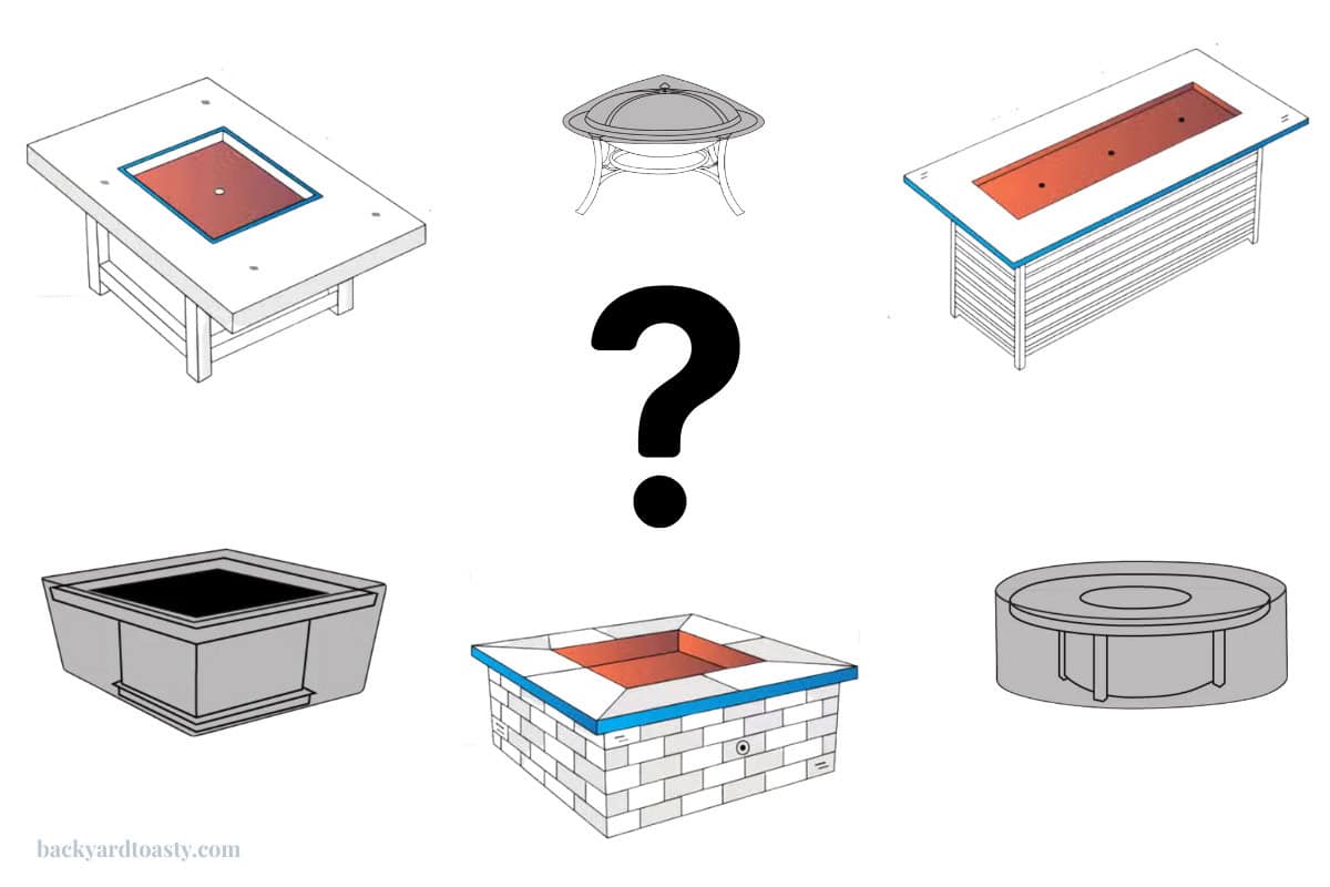 Image of a various types and shapes of fire pits.