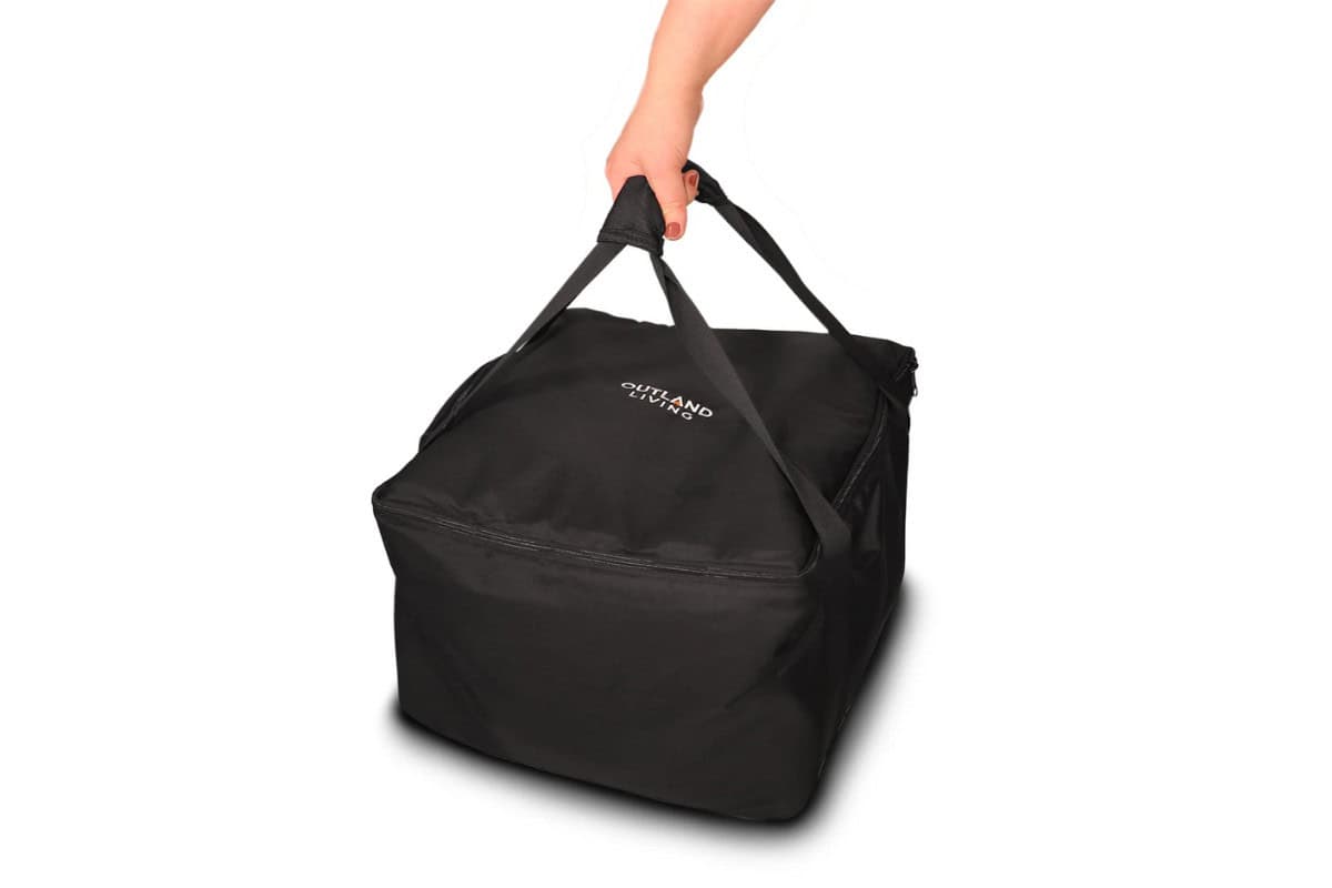 Durable black outdoor living gear bag with the Outland Living logo, perfect for camping, picnics, or backyard activities. Compact design with sturdy handles for easy transport.