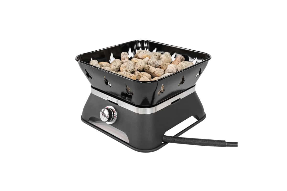 Hot plate with rocks for outdoor heating and grilling, perfect for backyard gatherings and cozy evenings. Compact, stylish, and efficient heating solution for backyard entertaining.