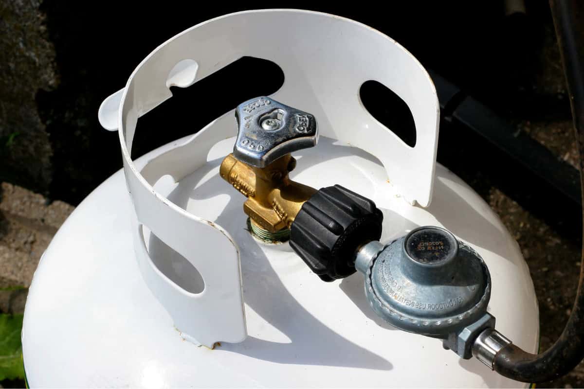 Image of a 20 lc. propane tank and regulator.