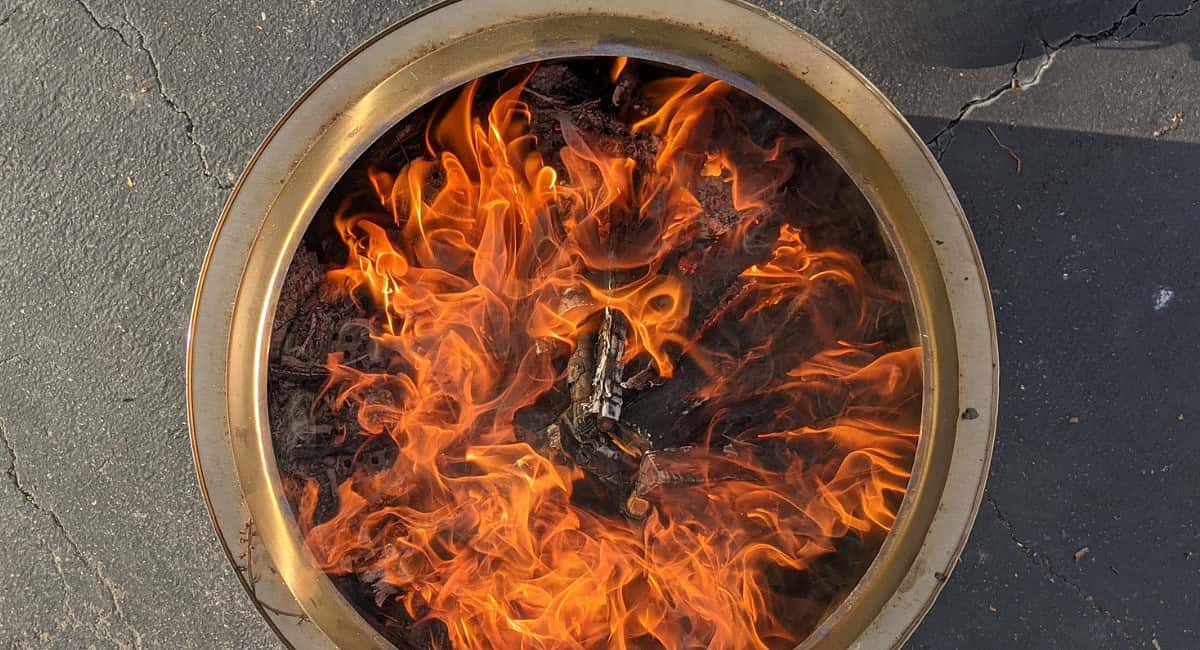 Image of a smokeless fire pit from the top for a post answering the question, "what is secondary burn?"