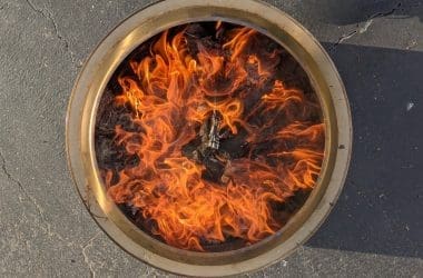 Image of a smokeless fire pit from the top for a post answering the question, "what is secondary burn?"
