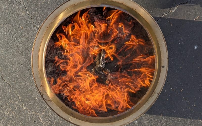 Image of a smokeless fire pit from the top for a post answering the question, "what is secondary burn?"