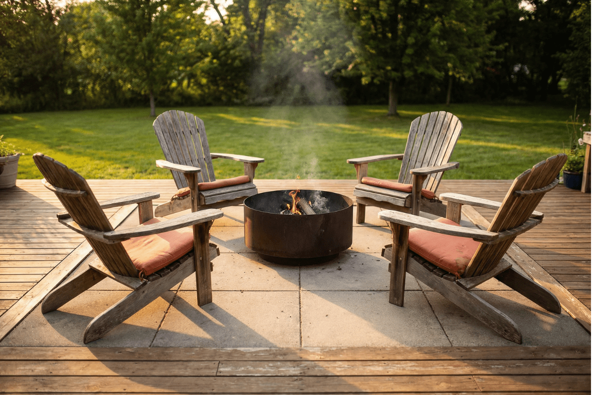 Backyard fire pit safety setup with proper clearance